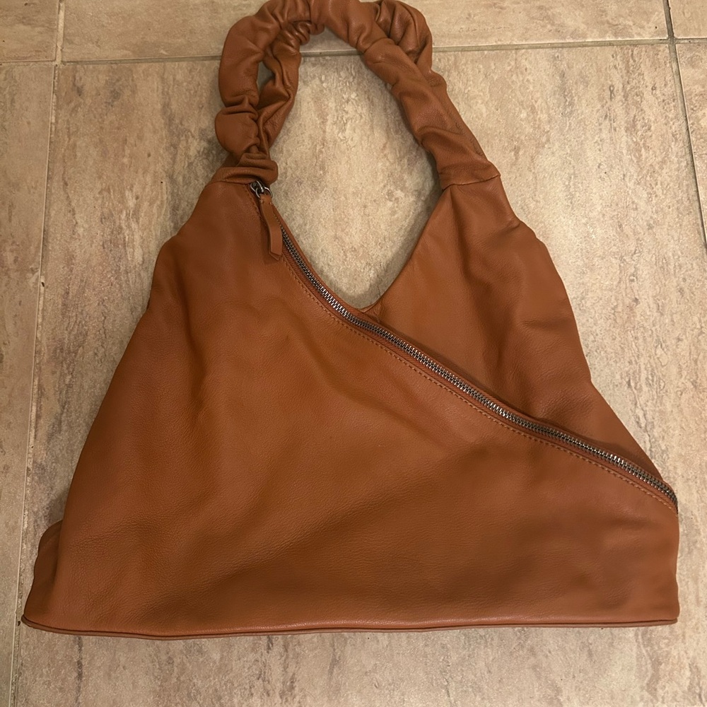Vince Camuto Jilli Hobo Genuine Leather Bag with Scrunchy Top Handles